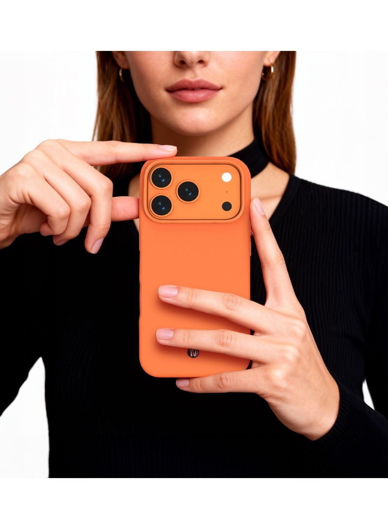 ليفيلو جراب جلدي من البولي يوريثان بلون كان لهاتف آيفون 17 برو، مقاوم للصدمات، حواف مرتفعة للكاميرا والشاشة، متوافق مع تقنية MagSafe، مغناطيس قوي، تم اختباره ضد السقوط من ارتفاع 1.5 متر - برتقالي - Image 2